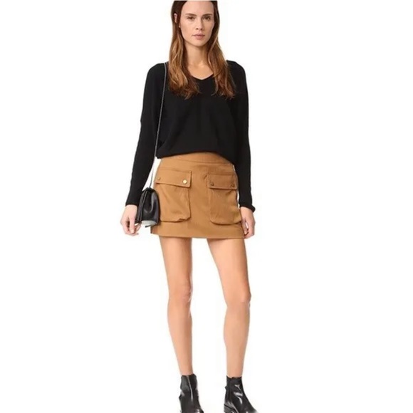 🎯NWOT Helmut Lang Patch Pocket Mini Skirt Tan Size 6 - Picture 2 of 10